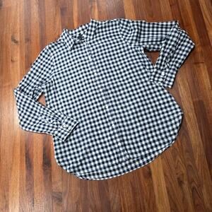 J. Crew Classic Button Front Boy Fit Shirt Gingham Print Shirt C6086 Size 12
